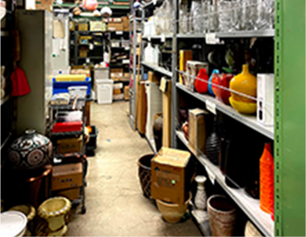 The prop warehouse holds all kinds of items for set decoration.